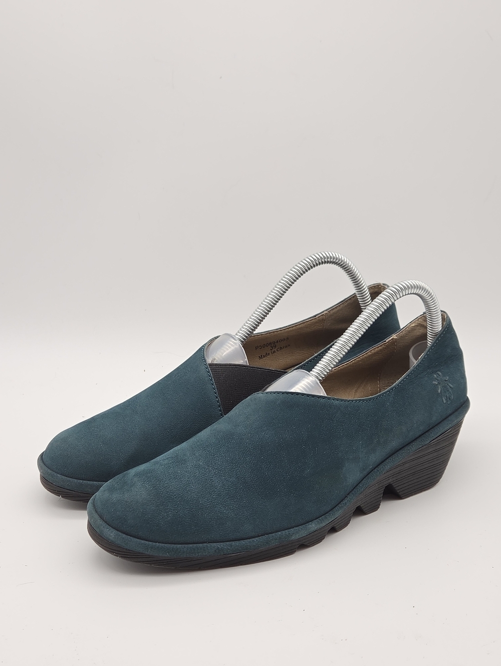 FLY London Peso Wedge Slip On Shoes Dark Teal 8 - 8.5